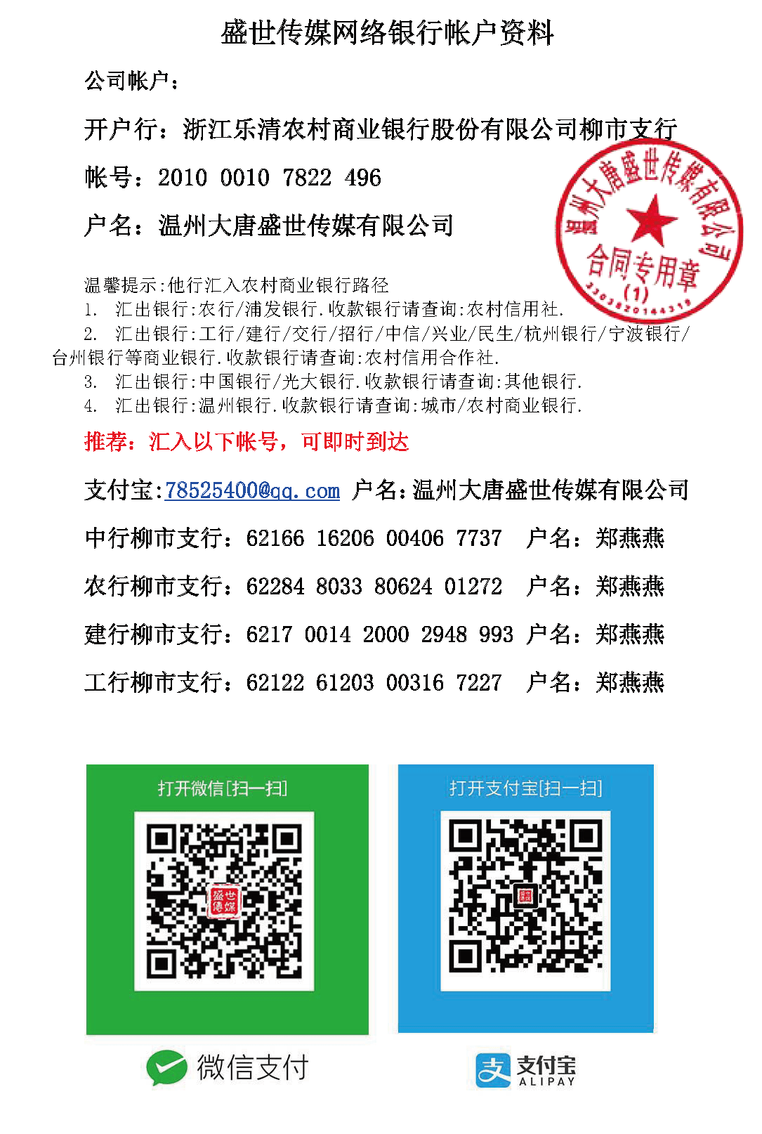 盛世傳媒匯款資料